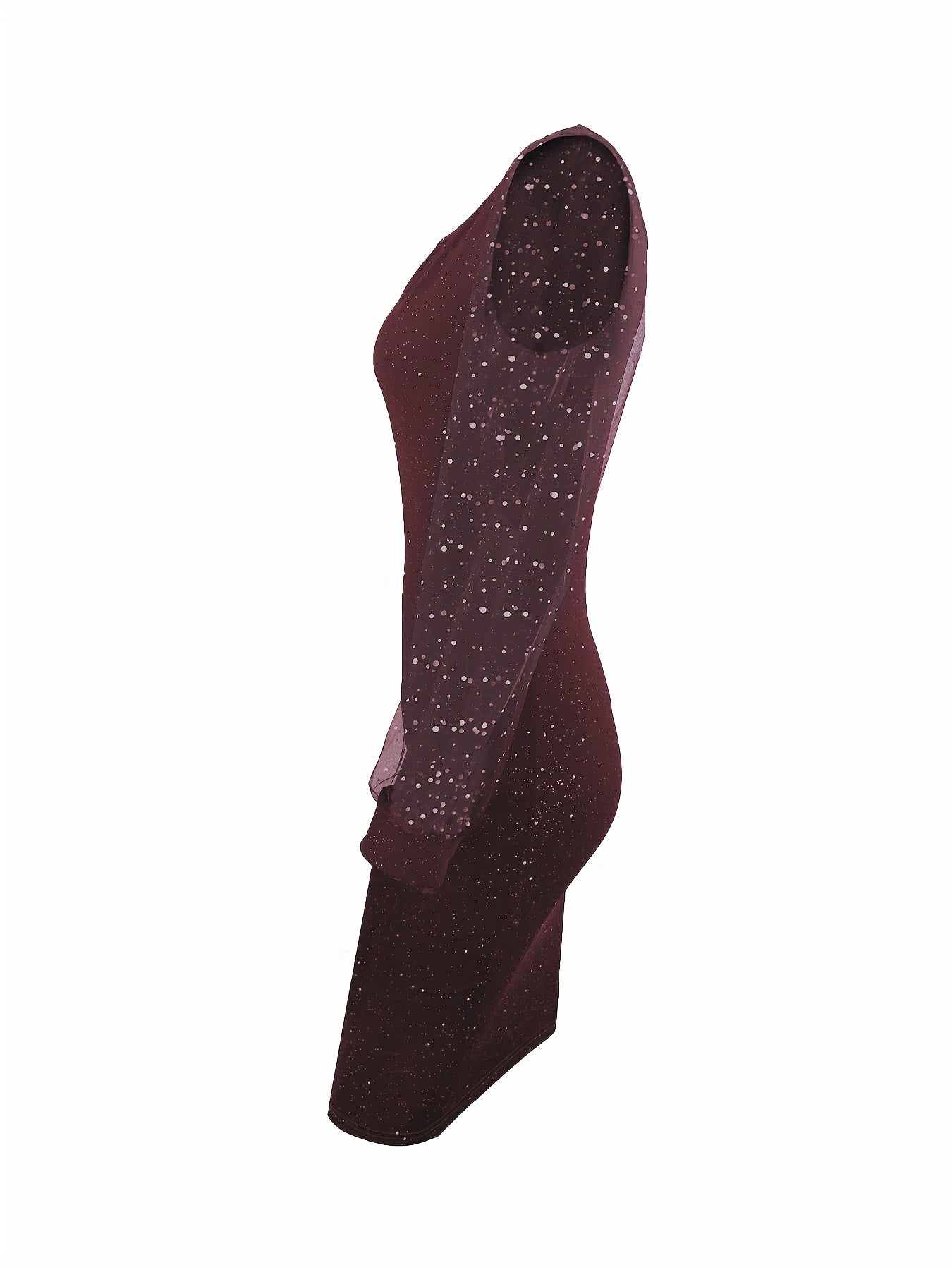 Bodycon Cocktail Dress for Women Midi with Glitter and Sheer Sleeves