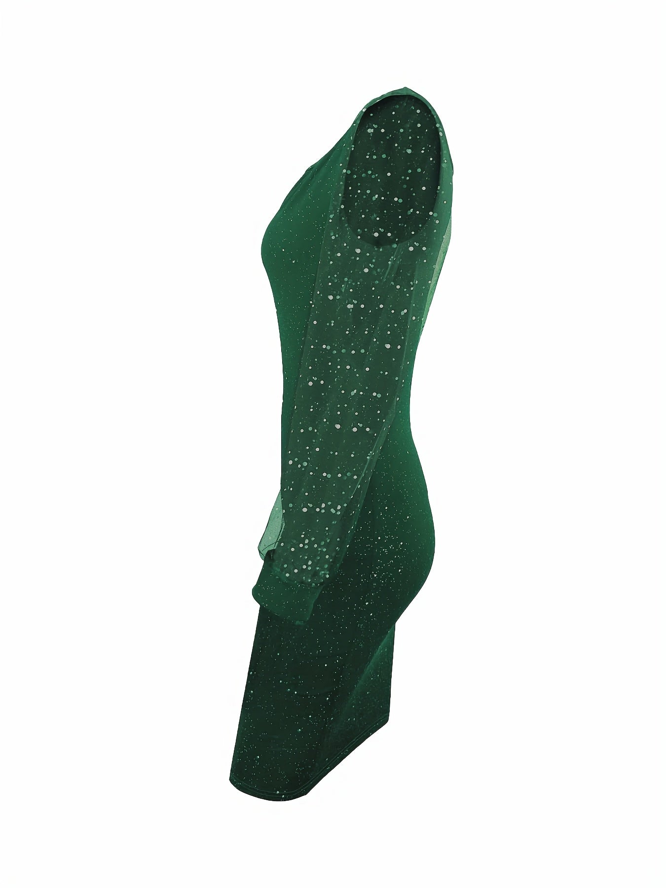 Bodycon Cocktail Dress for Women Midi with Glitter and Sheer Sleeves