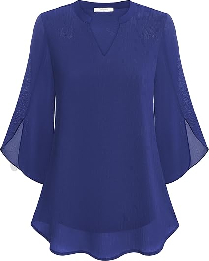 Elegant Women's Blouse with 3/4 Butterfly Sleeves and V-Neck