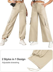 Women’s Cargo Pants with High Waist and Wide Legs