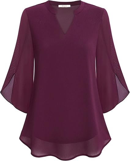 Elegant Women's Blouse with 3/4 Butterfly Sleeves and V-Neck