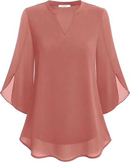 Elegant Women's Blouse with 3/4 Butterfly Sleeves and V-Neck