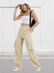 Women’s Cargo Pants with High Waist and Wide Legs