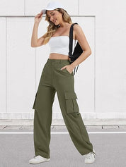 Women’s Cargo Pants with High Waist and Wide Legs