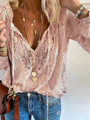 Dilara - Women's Boho Blouse with Lace Details