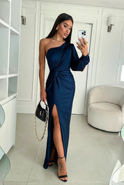 Women's Elegant Gala Maxi Dress with One Shoulder and Split