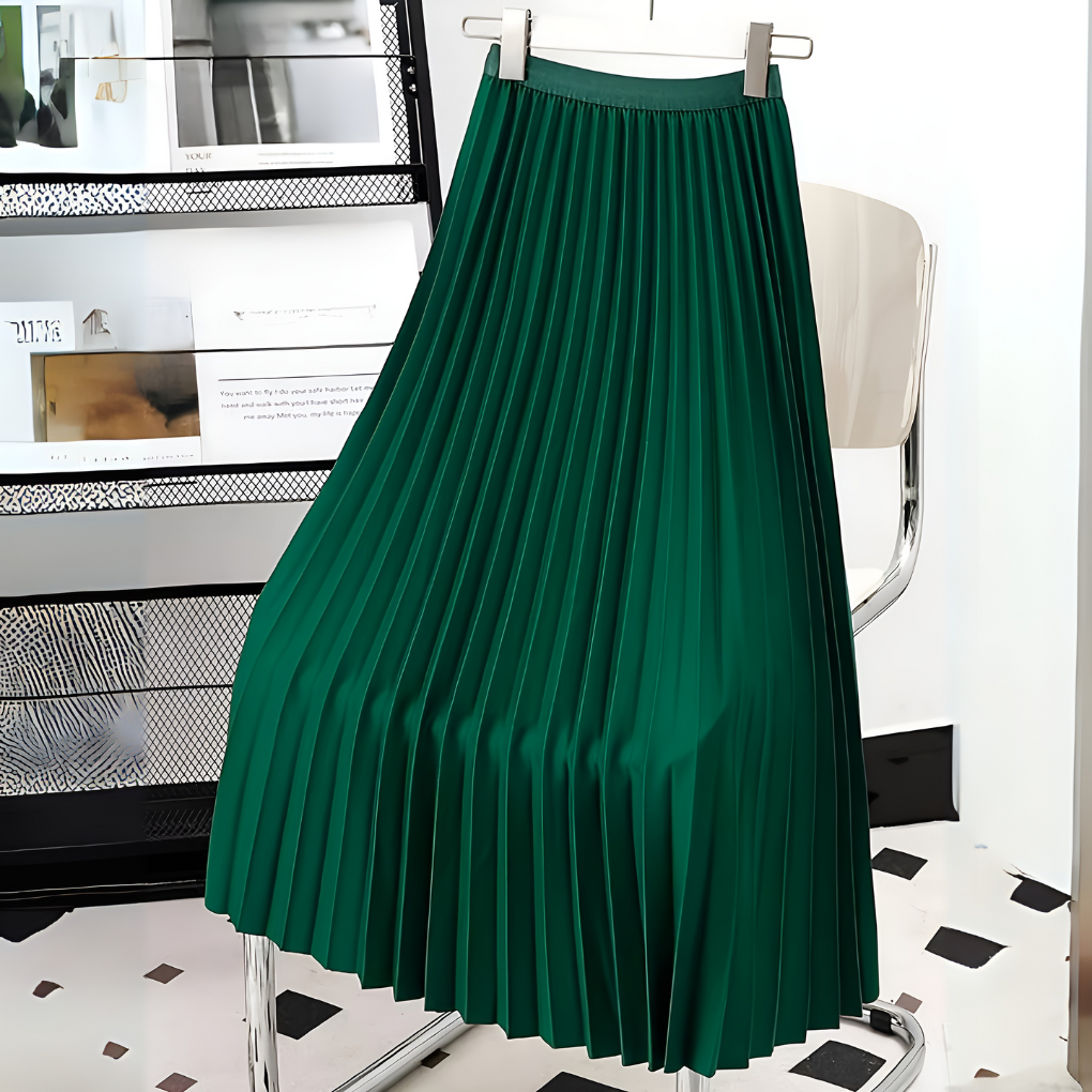 Stylish Midi Skirt with Flowing Pleats for Women