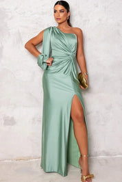 Women's Elegant Gala Maxi Dress with One Shoulder and Split