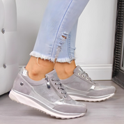 Sporty Sneakers with Zipper and Laces for Women