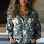 Boho Blouse with Print and Long Sleeves for Women