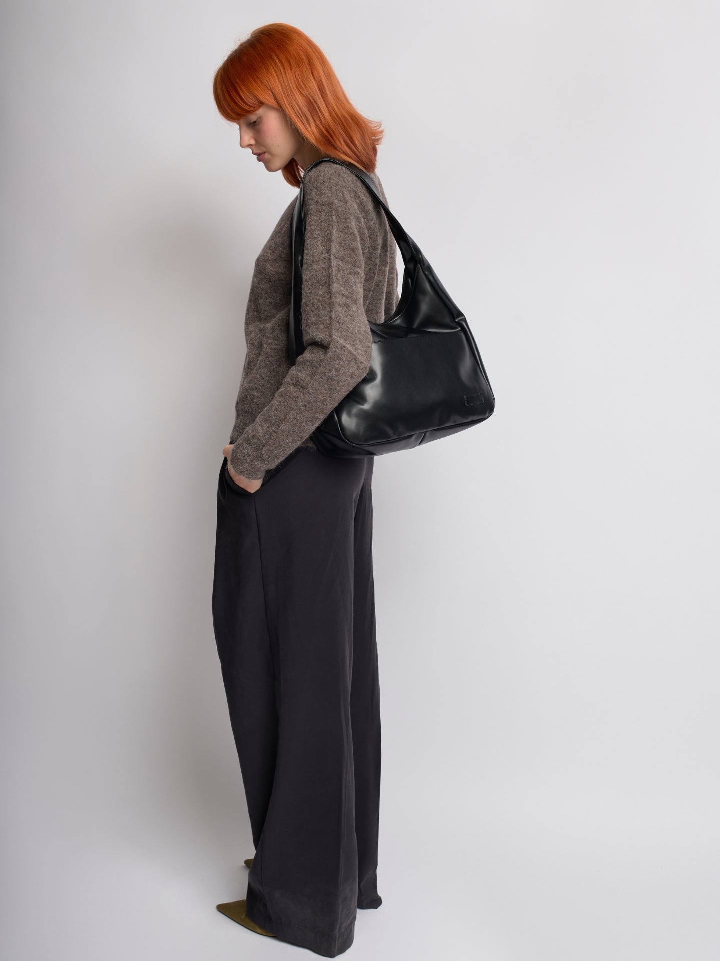 Minimalist Vegan Leather Hobo Shoulder Bag