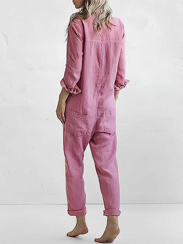 Women's Jumpsuit with Buttons and Long Sleeves