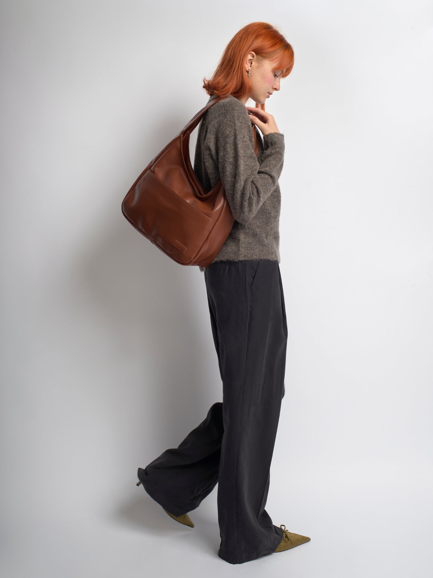Minimalist Vegan Leather Hobo Shoulder Bag