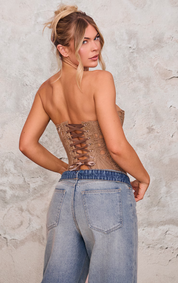 Lace Corset Top with Strapless Fit for Women