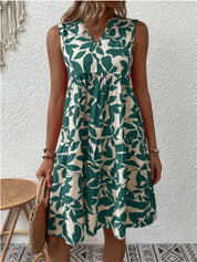 Amelie - Sleeveless Women's Midi Summer Dress with Print