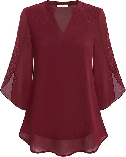 Elegant Women's Blouse with 3/4 Butterfly Sleeves and V-Neck