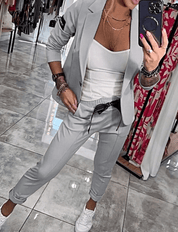 Stylish Two-Piece Blazer Set with Jogger Pants for Women