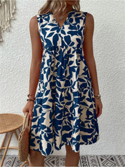 Amelie - Sleeveless Women's Midi Summer Dress with Print
