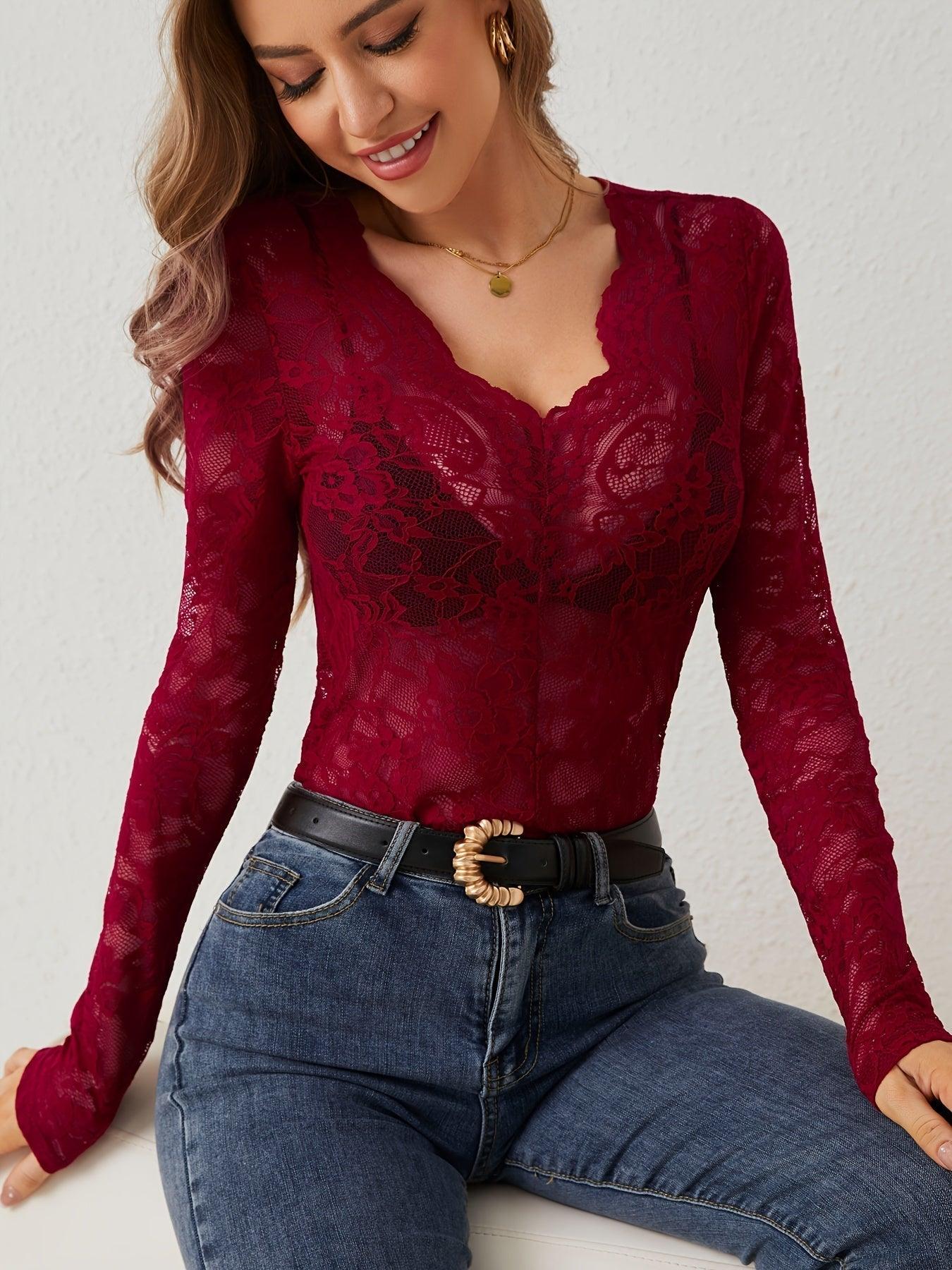 Annelot - Edge body with long sleeves and deep neckline