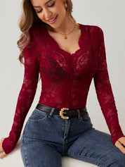 Annelot - Edge body with long sleeves and deep neckline