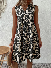 Amelie - Sleeveless Women's Midi Summer Dress with Print