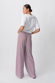 Striped Lounge Pants for Women with Wide Legs and Elastic Waist