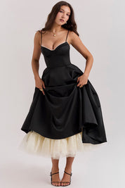 Elegant A-Line Midi Cocktail Dress for Women with Spaghetti Straps