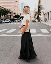 Stylish Pleated Skirt with High Waist and Flowy Fit