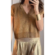 Elegant Pants with Gold Details and Wide Legs