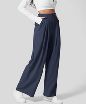 High Waist Pants for Women with Elastic Waist and Wide Legs