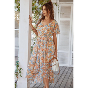 Wrap Dress with Floral Print and Ruffles for Women