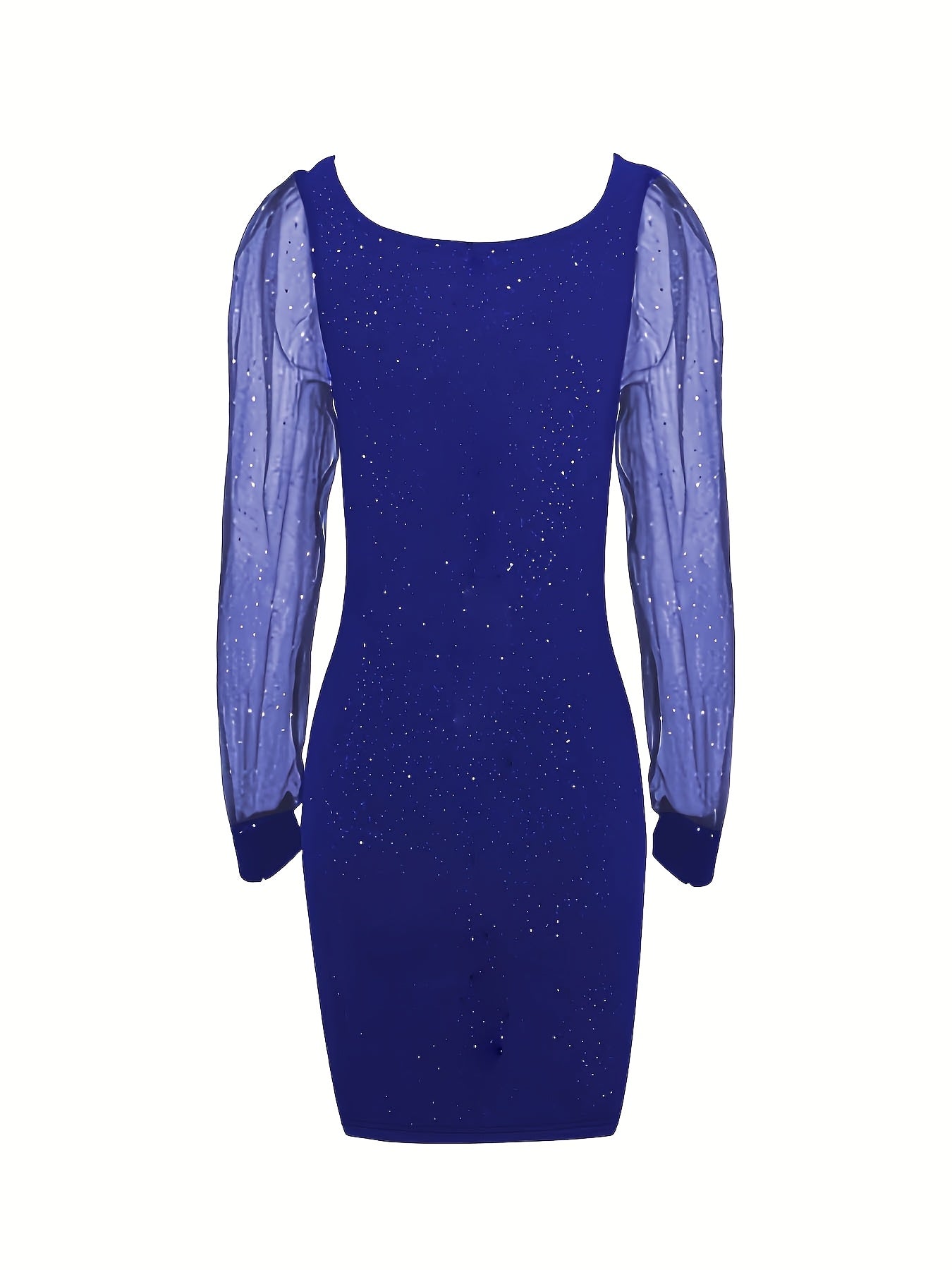 Bodycon Cocktail Dress for Women Midi with Glitter and Sheer Sleeves