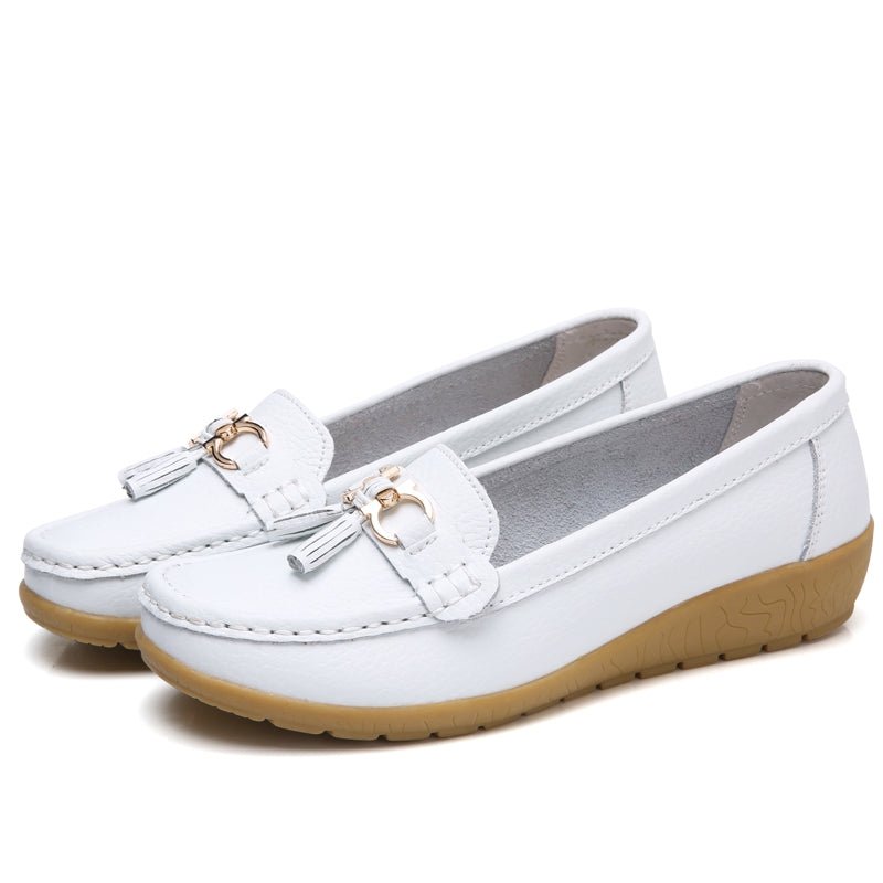Comfort Slip-Ons with Tassel Detail and Low Wedge Heel