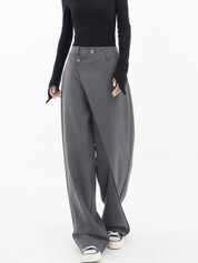 Asymmetrical Wide Trousers for Women with High Waist