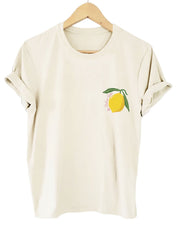 Comfortable T-Shirt for Women with Lemon Illustration and Back Print