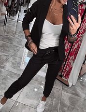 Stylish Two-Piece Blazer Set with Jogger Pants for Women