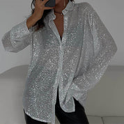 Transparent Party Blouse with Sequins for Women