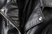 Black Leather Women's Jacket with Zip Pockets