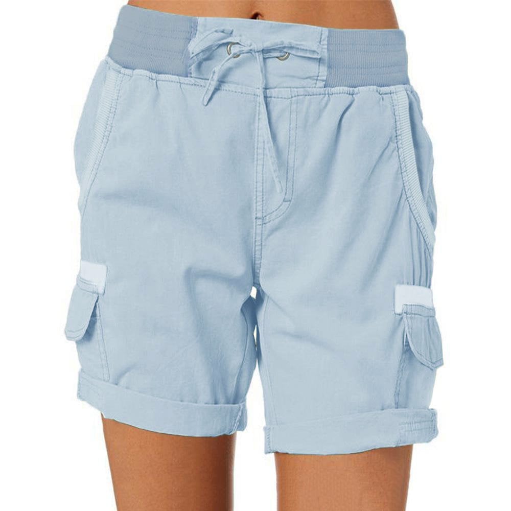 Casual Cargo Shorts with Elastic Waist for Women