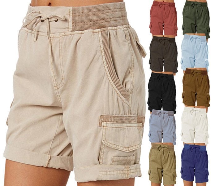 Casual Cargo Shorts with Elastic Waist for Women