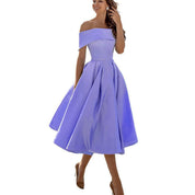 Off-Shoulder Evening Dress for Women with Midi Skirt