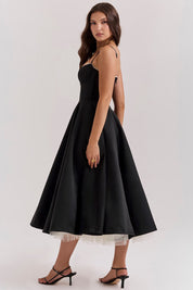 Elegant A-Line Midi Cocktail Dress for Women with Spaghetti Straps