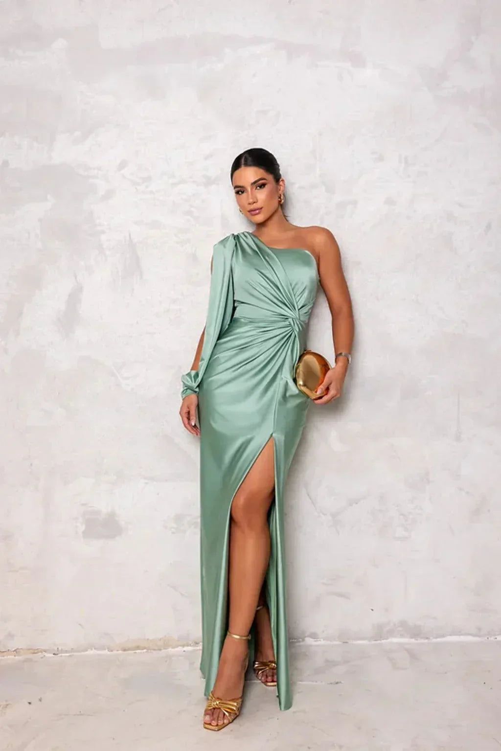 Women's Elegant Gala Maxi Dress with One Shoulder and Split