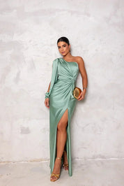 Women's Elegant Gala Maxi Dress with One Shoulder and Split