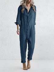 Women's Jumpsuit with Buttons and Long Sleeves