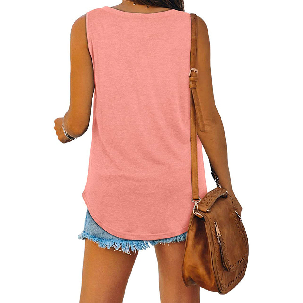 Loose V-Neck Sleeveless Top for Women