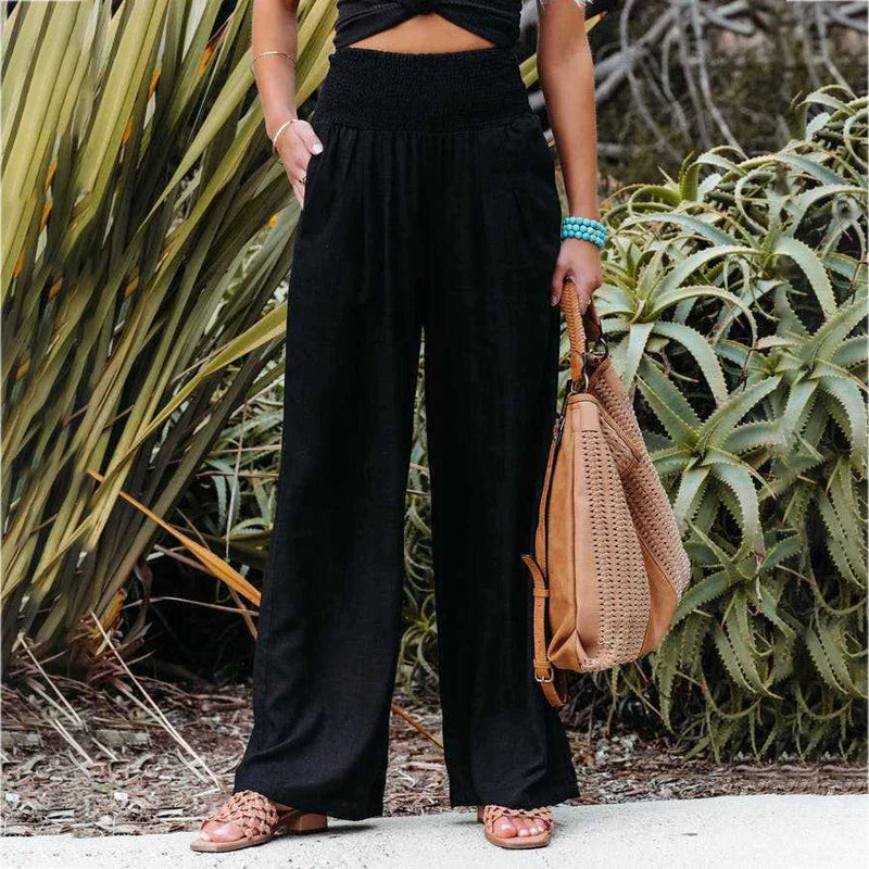 Elegant Airy Pants with Wide Legs and High Waist