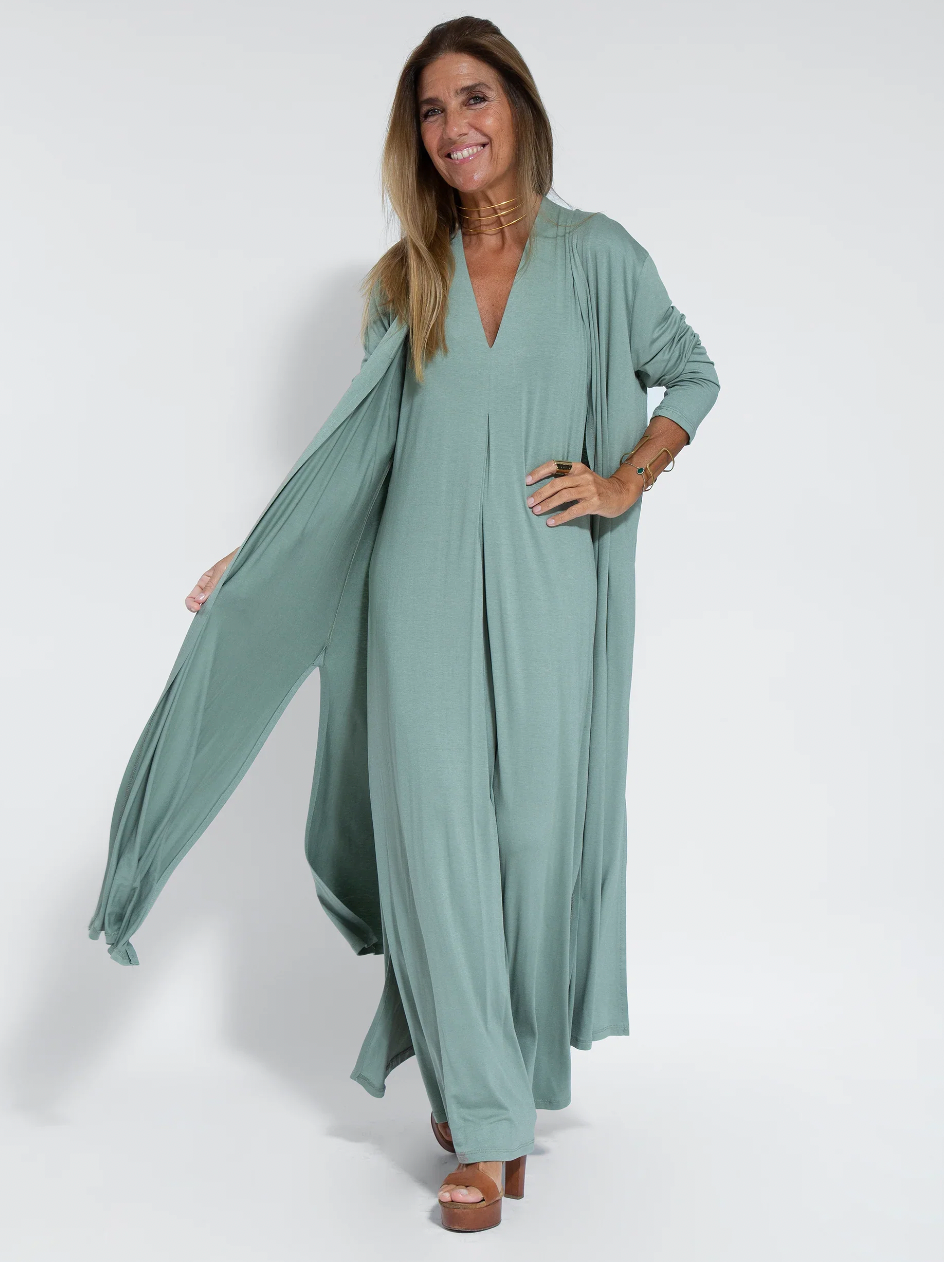 Maxi Dress with Long Vest Set for Women with Airy Fit
