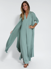 Maxi Dress with Long Vest Set for Women with Airy Fit