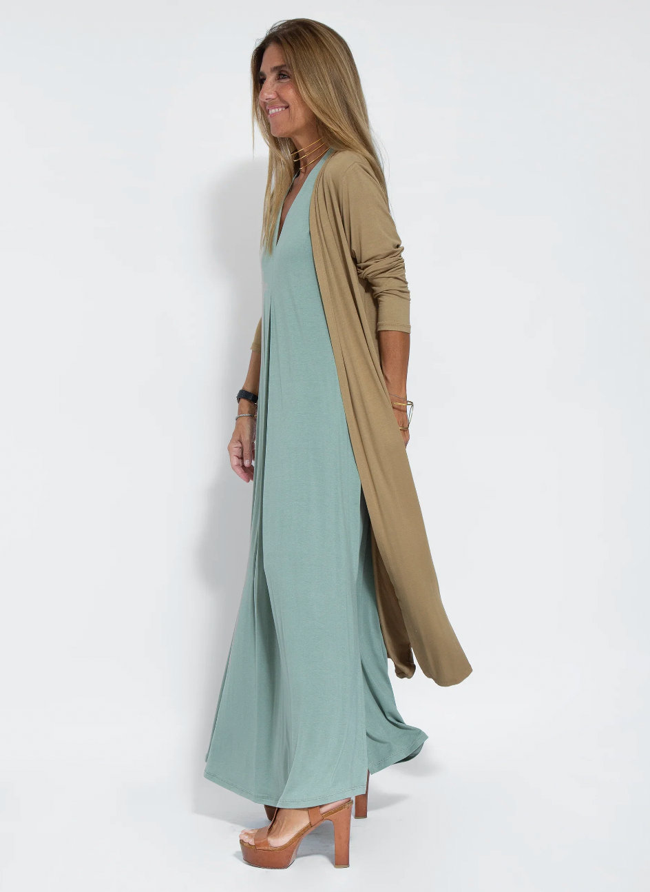 Maxi Dress with Long Vest Set for Women with Airy Fit